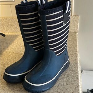 Kids Striped Navy Rain/Snow Boots